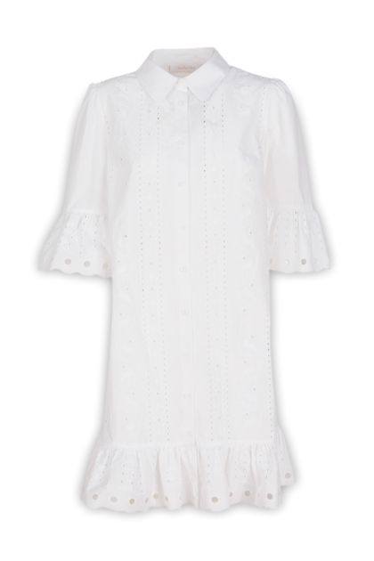 Shirt dress in white cotton