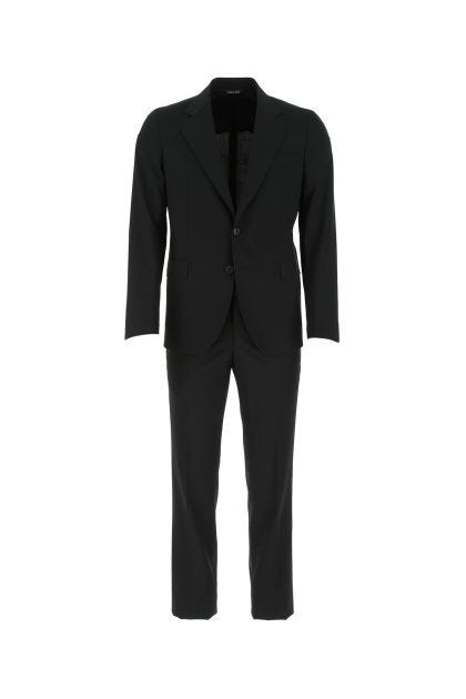 Black stretch polyester blend suit 