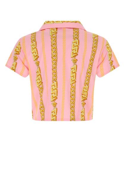Printed poplin pajama shirt