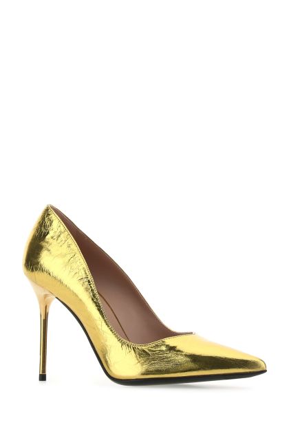 Gold leather pumps