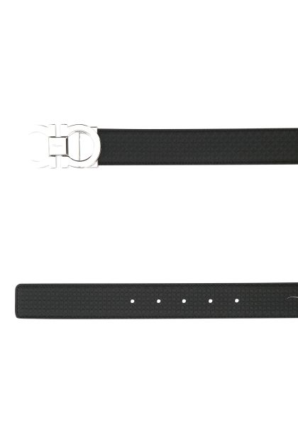 Black leather reversible belt