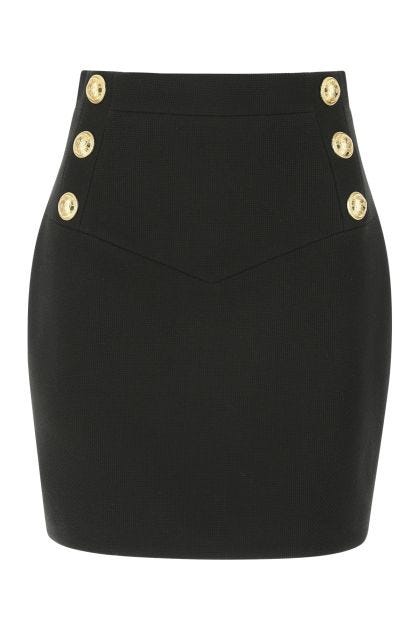 Black cotton mini skirt