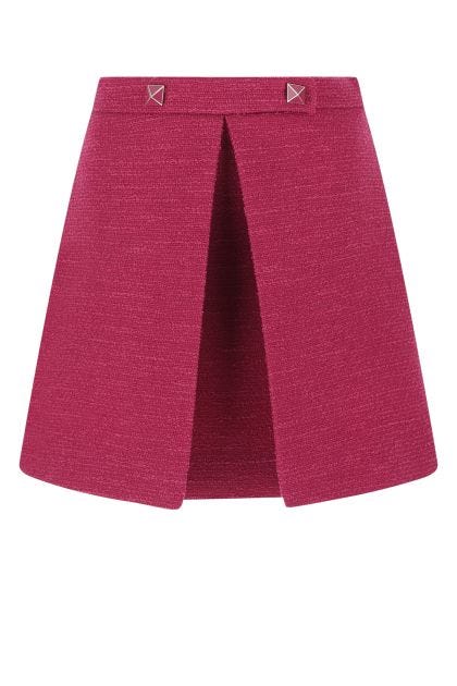 Fuchsia boucle wool blend skirt