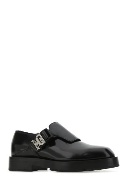 Black leather Derby Squared monk strap shoes