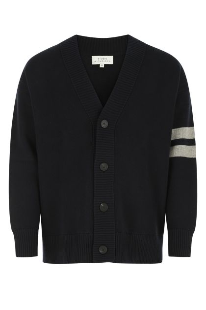 Midnight blue wool and cotton oversize Alpha cardigan