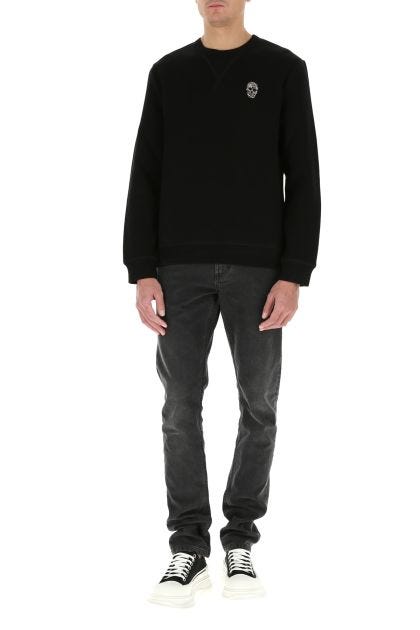 Black stretch cotton blend sweatshirt