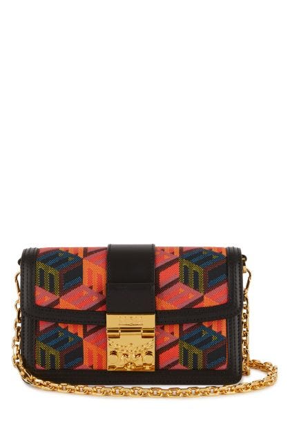 Multicolored leather and fabric Tracy crossbody bag