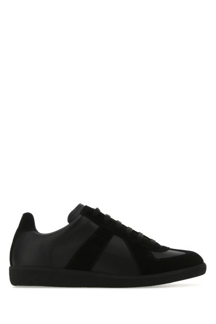 Black leather and suede Replica sneakers