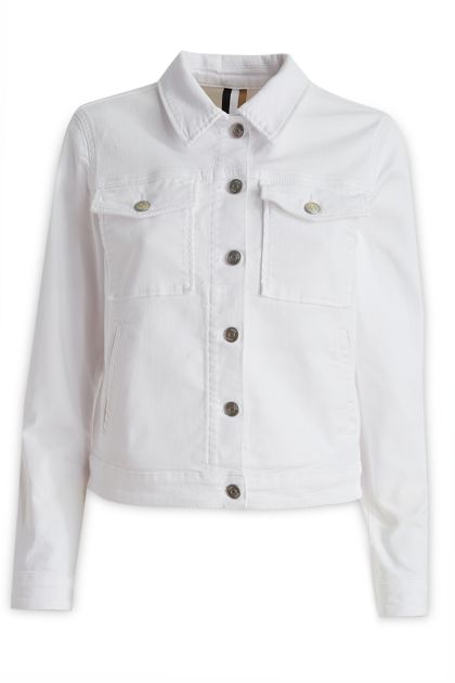White stretch cotton denim jacket