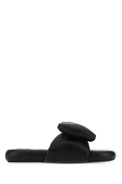 Black nappa leather slippers