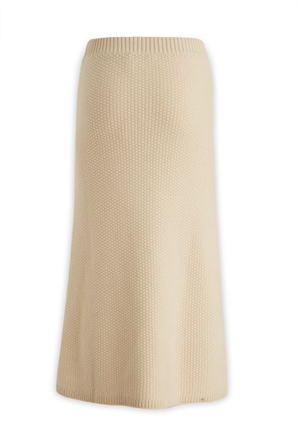 Long skirt in cream-coloured cashmere