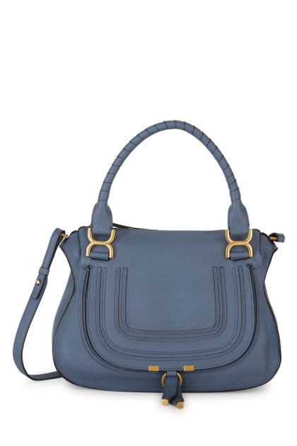 Marcie handbag in leather with graphite-navy calfskin