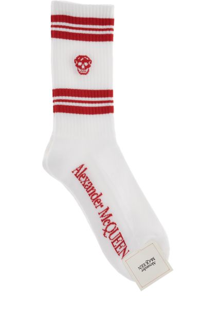 Mid-length socks with skull and stripes