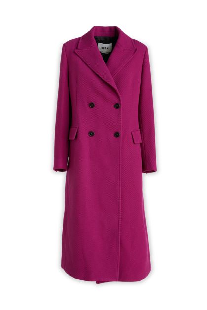 Long coat in magenta wool