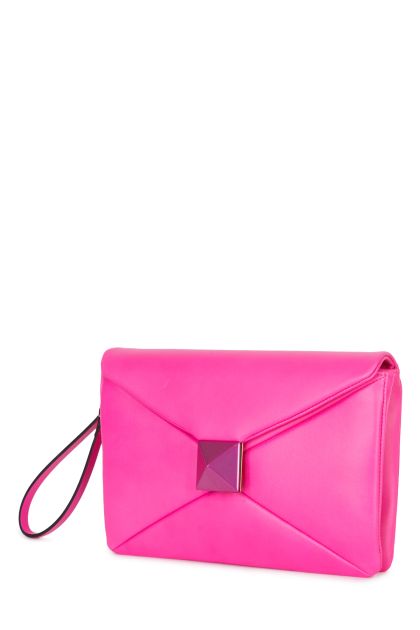 Pink PP clutch purse in fuchsia leather