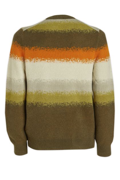 Sweater in multicoloured olive green wool