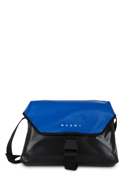 Crossbody bag in royal blue and black nylon 