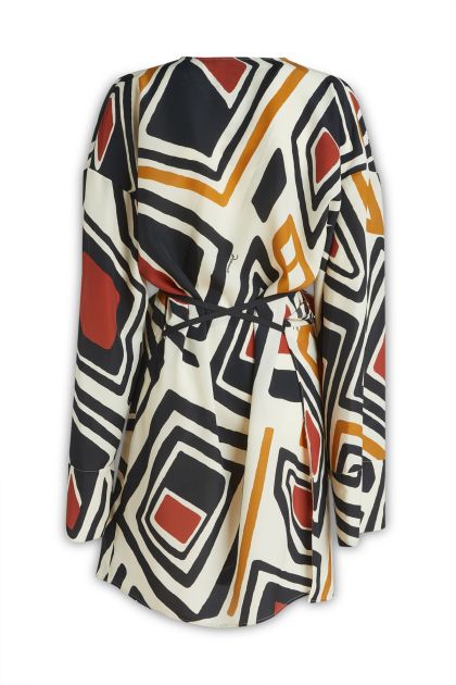 Wrap dress in multicoloured polyester