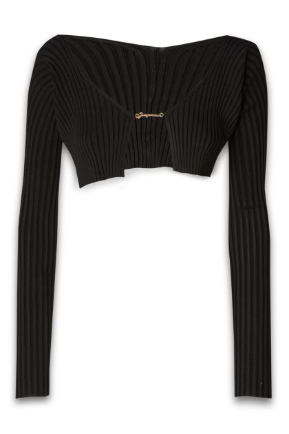 Short top in black knit
