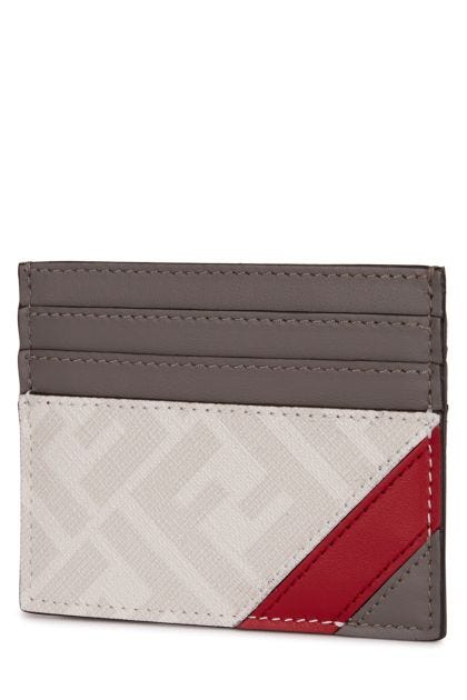 Fendi Diagonal cardholder in grey and pearl-grey FF fabric