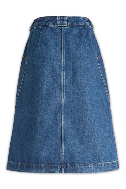 Skirt in blue cotton denim