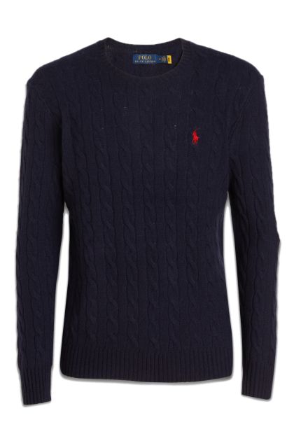 Sweater in blue cashmere blend wool