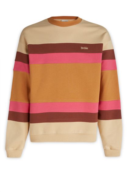 Beige, pink and brown cotton sweatshirt