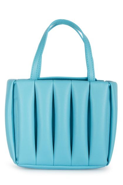Handbag in aquamarine vegan leather
