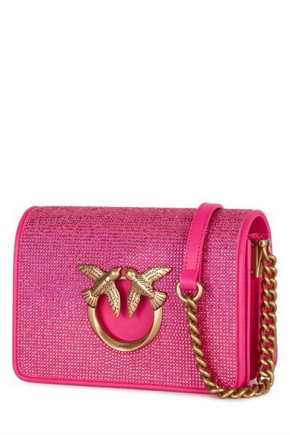 Mini Love Bag Click in fuchsia leather and rhinestones
