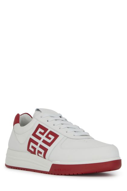 G4 low-top sneakers in white and red leather