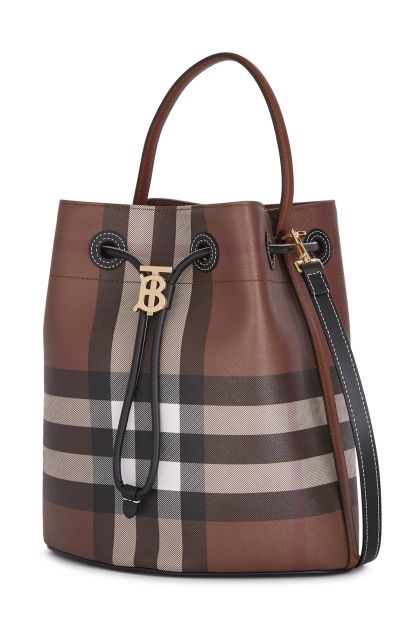 TB small bucket bag in brown canvas