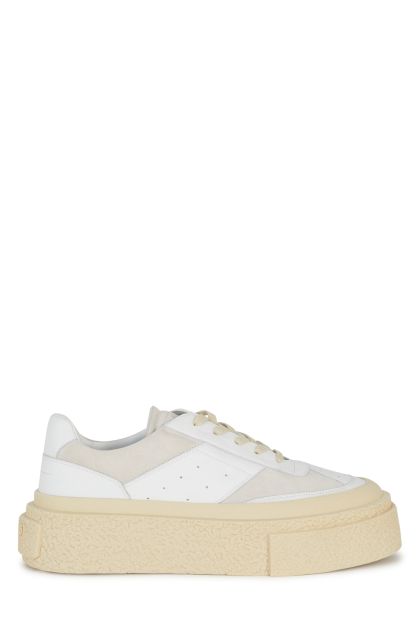 Low-top sneakers in white leather