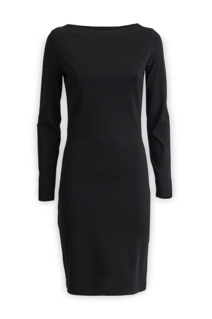 Sheath dress in black fabric