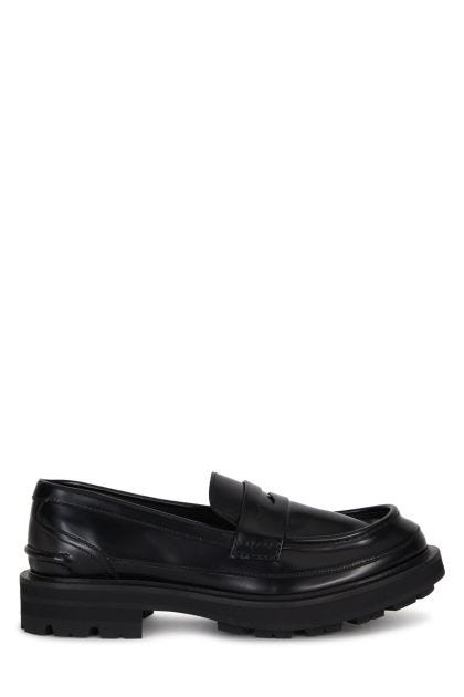 Black leather loafers