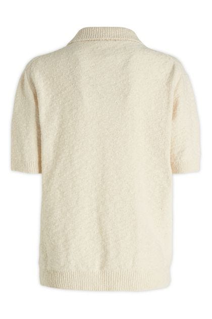 Polo shirt in light beige bouclé knit