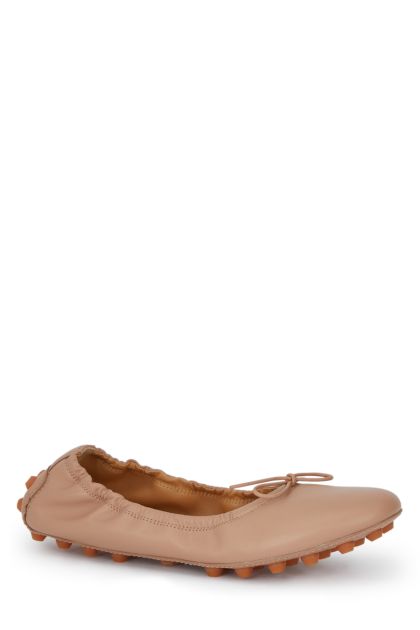 Bubble flat shoes in beige leather
