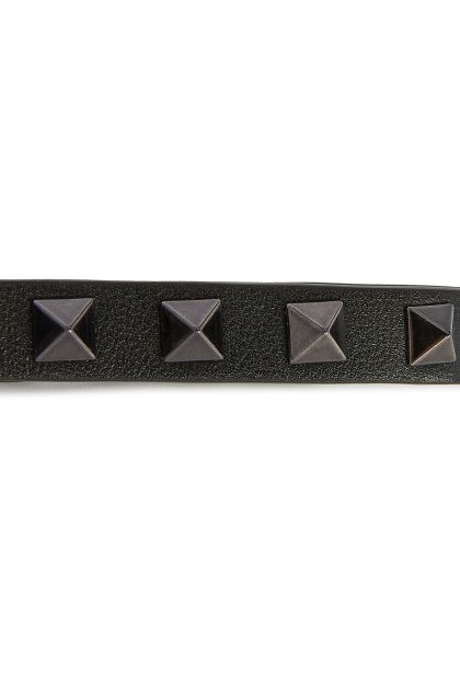 Rockstud Black Leather Keychain