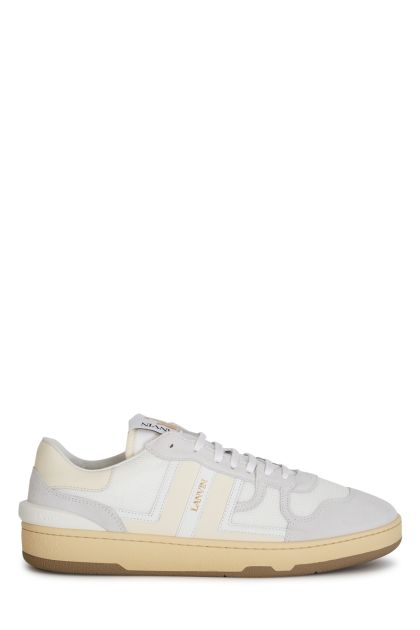 Clay sneakers in white and beige leather