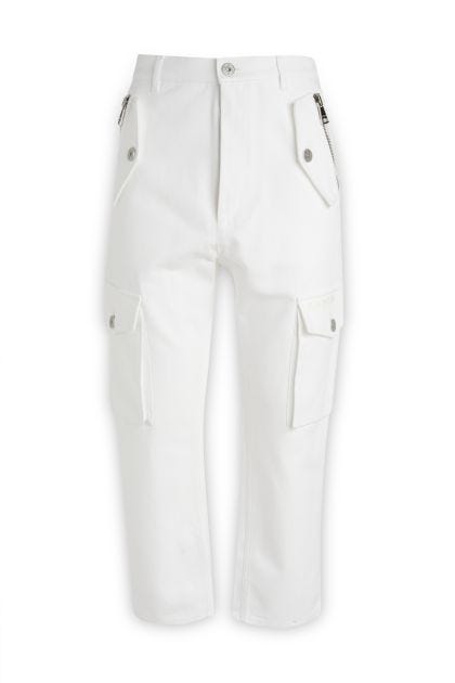 Cargo trousers in white cotton