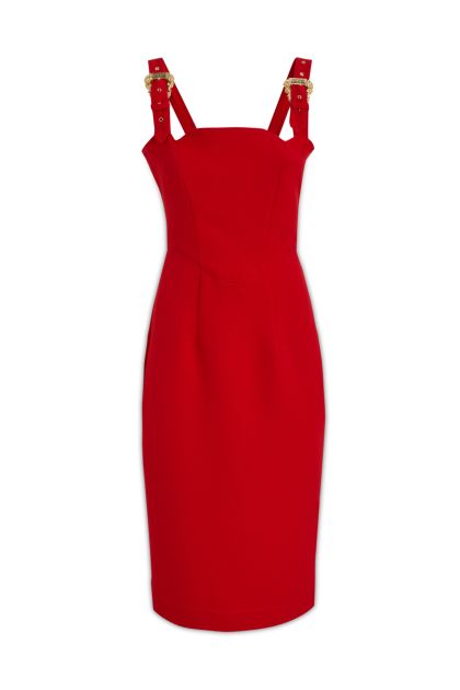 Midi dress in red fabric