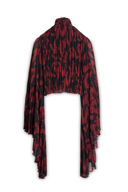 Blouse in black and red fabric