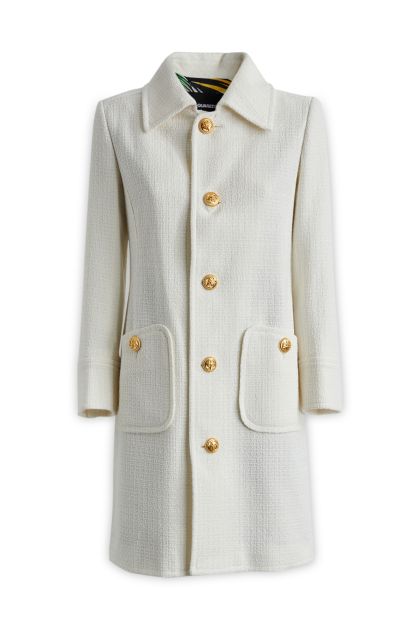 Coat in white cotton blend