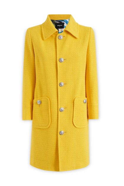 Coat in yellow cotton blend