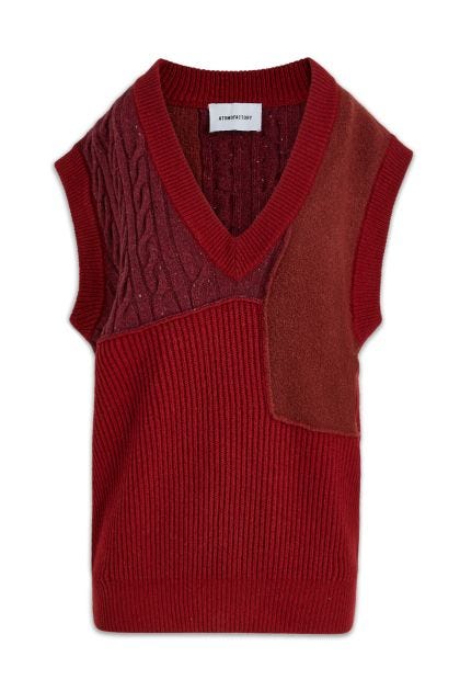 Dark red wool blend waistcoat