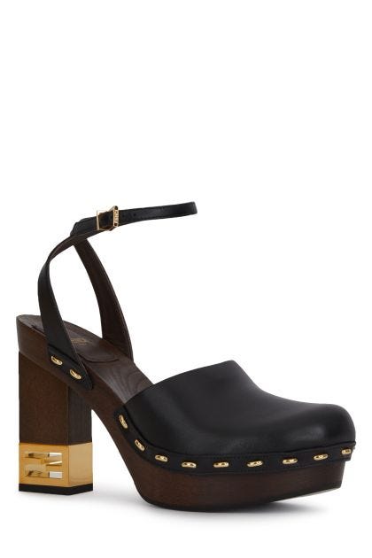 Clog Baguette Show high in black leather
