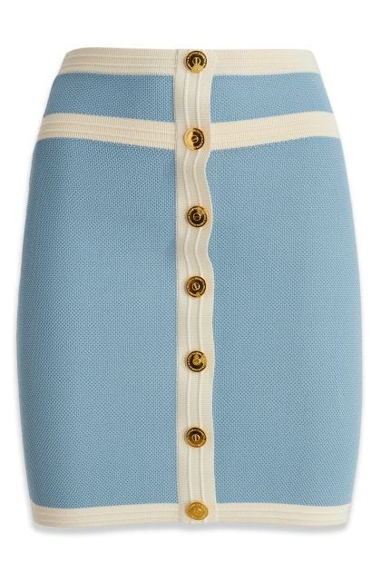Miniskirt in light blue viscose knit