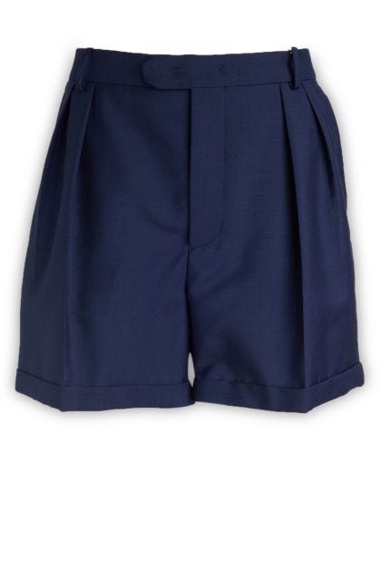 Bermuda shorts in navy blue wool blend