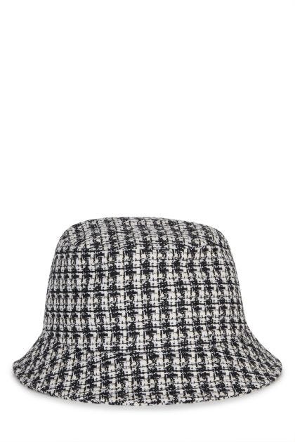 Bucket hat in black and white tweed