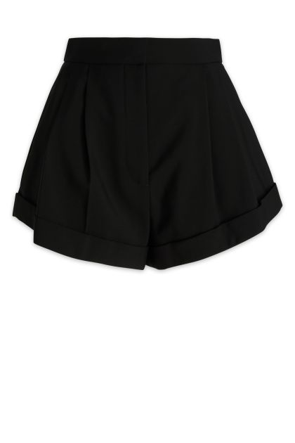 Shorts in pure black wool