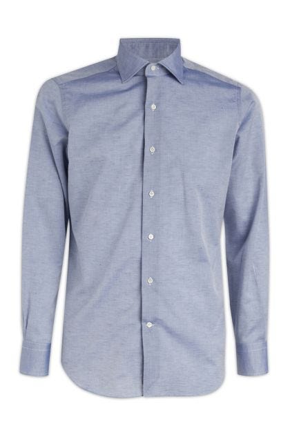 Blue linen blend shirt